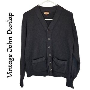 Vintage John Dunlap Womens sz 40 Black Knit Sweater Cardigan Front Button